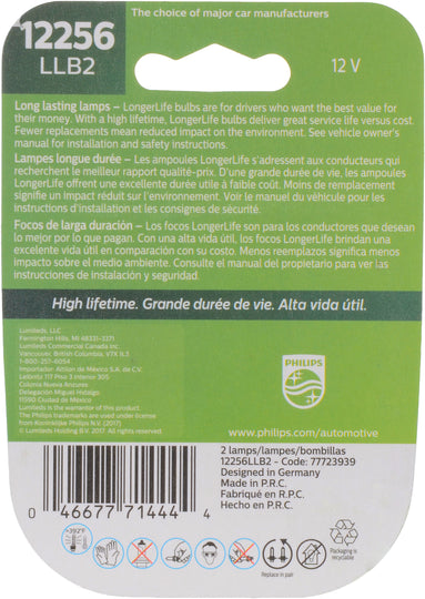 12256LLB2 Philips LongerLife Miniature 12256LL - LongerLife - Twin Blister Pack Philips Bulbs