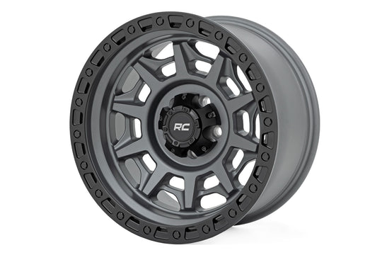 85170913 Rough Country 85 Series Wheel - Simulated Beadlock - Gunmetal Gray/Black - 17x9 - 5x4.5 - -12mm Rough Country Canada