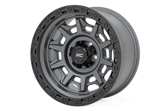 85170918 Rough Country 85 Series Wheel - Simulated Beadlock - Gunmetal Gray/Black - 17x9 - 5x5 - -12mm Rough Country Canada