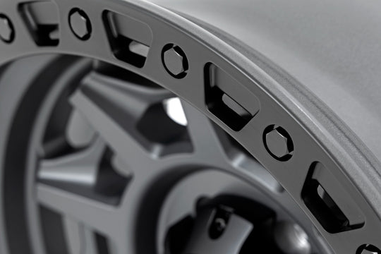 85170918 Rough Country 85 Series Wheel - Simulated Beadlock - Gunmetal Gray/Black - 17x9 - 5x5 - -12mm Rough Country Canada