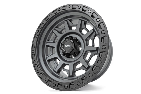 85170912 Rough Country 85 Series Wheel - Simulated Beadlock - Gunmetal Gray/Black - 17x9 - 6x5.5 - -12mm Rough Country Canada