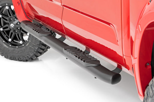 21014 Oval Nerf Steps - Crew Cab - Black - Toyota Tundra 2WD/4WD (22-23) Rough Country Canada