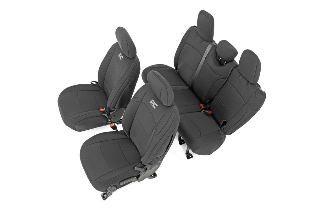 91010 Seat Covers - Front and Rear - Jeep Wrangler JL 4WD (2018-2023) Rough Country Canada