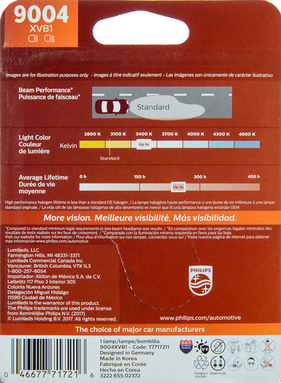 9004XVB1 Philips X-tremeVision Headlight 9004 - X-tremeVision - Single Blister Pack Philips Bulbs