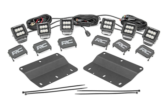 51087 LED Light - Fog Mount - Triple 2" Black Pair - White DRL - Ford Bronco (21-23) Rough Country Canada