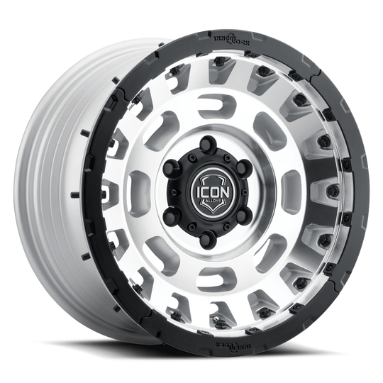 21017859057SM - ICON Hammer Pro 17X8.5 6X139.7 ET 25mm Silver Machined - ICON Wheels Canada