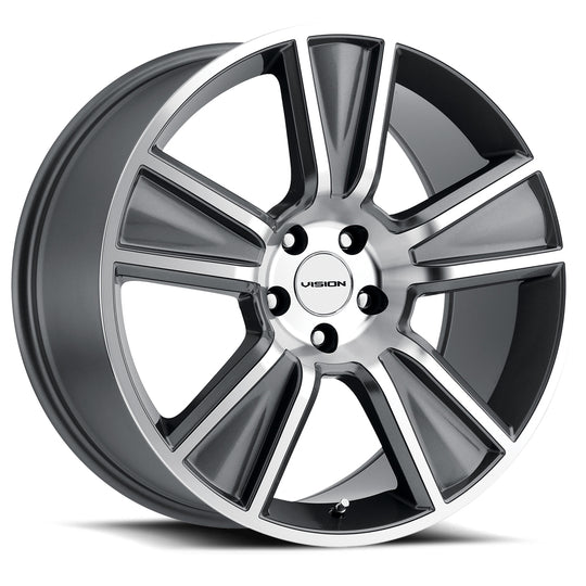 V223-20090AMF23 - Vision 223 Stunner 20X10 5X115 23mm Anthracite Machined Face - Vision Wheels Canada