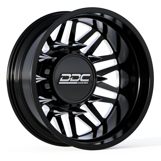 225-20-01BM-A - DDC Aftermath Black Milleded 20X8.25 10X225 Super Duty/Ram Dually Wheel Kit F-450 05-10 F-450 15-25 Ram 4500 08-25 - DDC Wheels Canada