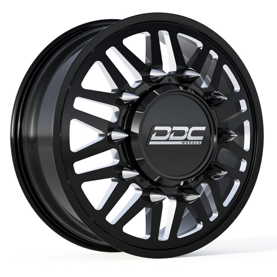 225-22-01BM-A - DDC Aftermath Black Milleded 22X8.25 10X225 Super Duty/Ram F-450 05-10 F-450 15-25 Ram 4500 08-25 - DDC Wheels Canada