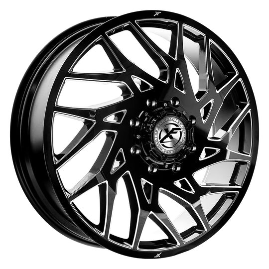 229F268265110GBM - XF Dually XF-229 Dually 26X8.25 10X225 110mm Gloss Black & Milled - XF Dually Wheels Canada