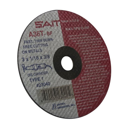 23040 3" SAIT Heavy Duty Cut-Off Wheel 1/16" Thick Atlas Auto Accessories