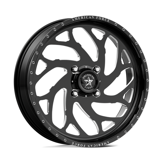 AFTYK09RE172-5-21 - American Force Powersports AFW Ufo 24X7 4X137 0mm Gloss Black Mill-Mach - American Force Powersports Wheels Canada