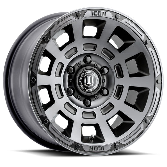 2817859057SSBT - ICON Thrust 17X8.5 6X139.7 ET 25mm Smoked Satin Black Tint - ICON Wheels Canada