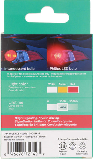 7443RLED Philips Ultinon LED 7443RLED - Ultinon LED - Red Philips Bulbs