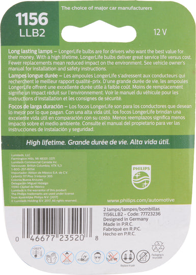 1156LLB2 Philips LongerLife Miniature 1156LL - LongerLife - Twin Blister Pack Philips Bulbs