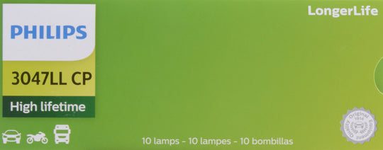 3047LLCP Philips LongerLife Miniature 3047LL - LongerLife - Multiple Commercial 10-Pack Philips Bulbs