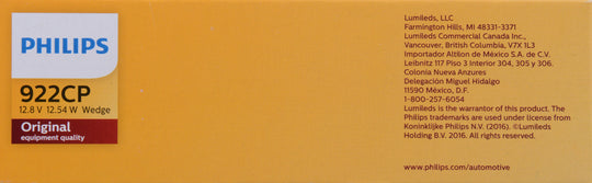 922CP Philips Standard Miniature 922 - Standard - Multiple Commercial 10-Pack Philips Bulbs