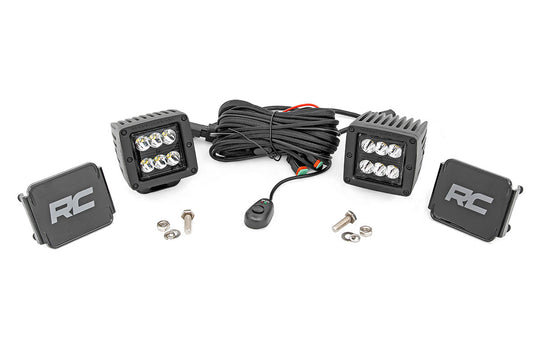 70903BL Black Series LED Light Pair - Square - 2 Inch - Spot Rough Country Canada