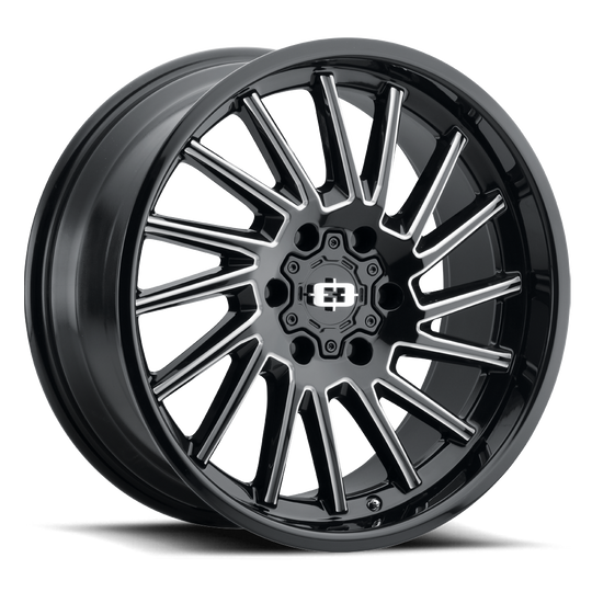 306-22081GBMS-19 - Vision 306 Rapier 22X10 8X165.1 -19mm Gloss Black Milled Spoke - Vision Wheels Canada