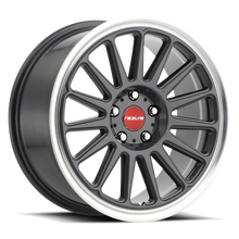 Charger l'image dans la galerie, 315G-78016+30 - Raceline Grip 315G 17X8 5X100 30mm Gloss Gunmetal Gray Red Logo Machined Lip - Raceline Wheels Canada