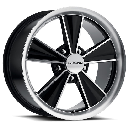 V324-7965BMF45 - Vision 324 Dazzler 17X9 5X114.3 45mm Gloss Black Mirror Machined Face - Vision Wheels Canada