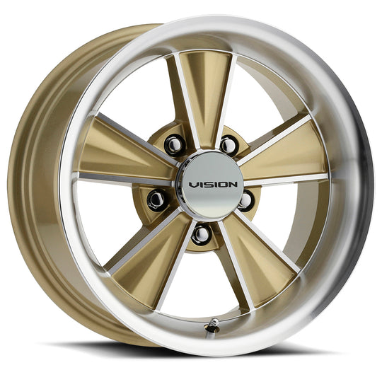 V325-2112GMF34 - Vision 325 Dazzler 20X10 5X120 34mm Gold Mirror Machined Face - Vision Wheels Canada