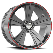 Charger l'image dans la galerie, V327-20190GMRL27 - Vision 327 Missle 20X11 5X115 27mm Gun Metal with Red Lip - Vision Wheels Canada