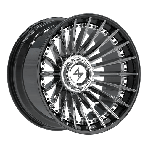 SBFX13221061242 - Sentali Barrel Forged BFX1 22X10 6X139.7 / 6X135 -24mm Gloss Black Lip / Chrome Centre - Sentali Barrel Forged Wheels Canada