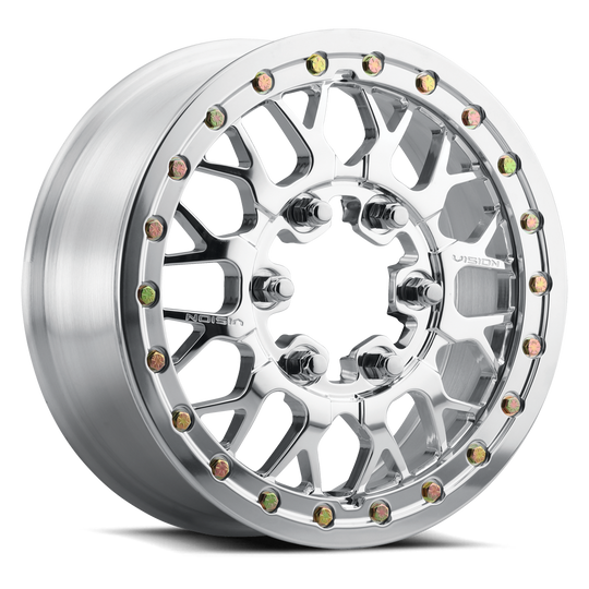 346BL151156P55 - Vision 346 Storm 15X10 4X156 0mm Polished Beadlock - Vision Wheels Canada