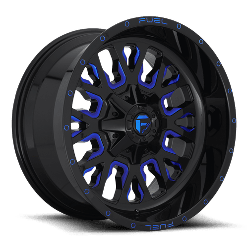 D64522009846 - Fuel Off-Road D645 Stroke 22X10 6X135 / 6X139.7 ET -19mm Gloss Black Blue Tinted Clear - Fuel Off-Road Wheels Canada