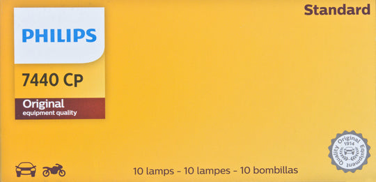 7440CP Philips Standard Miniature 7440 - Standard - Multiple Commercial 10-Pack Philips Bulbs