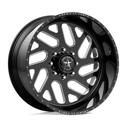 AFTPG41D22-5-20 - American Force AFW Rook 24X14 8X165.1 -73mm Gloss Black Mill-Mach - American Force Wheels Canada