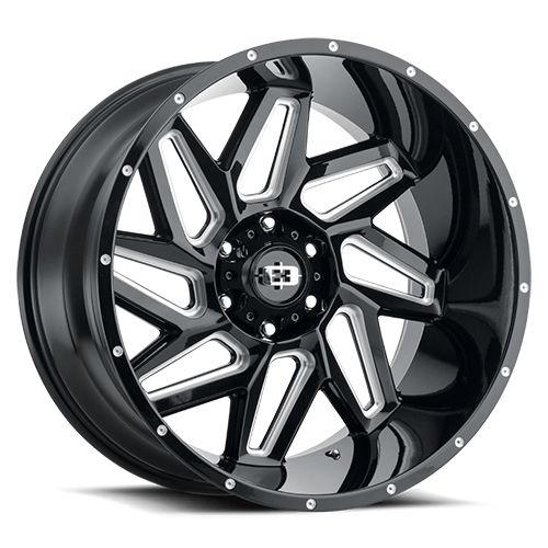 361-22087GBMS-19 - Vision 361 Spyder 22X10 8X180 -19mm Gloss Black Milled Spoke - Vision Wheels Canada