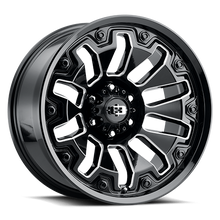 Load image into Gallery viewer, 362-20073GBMSB-25 - Vision 362 Armor 20X10 5X127 -25mm Gloss Black Milled Spoke with Black Bolt Inserts - Vision Wheels Canada