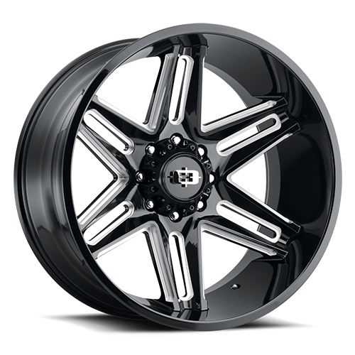 363-20083GBMS-25 - Vision 363 Razor 20X10 6X139.7 -25mm Gloss Black Milled Spoke - Vision Wheels Canada