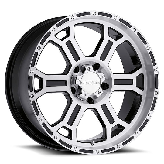 372-7885MF15 - Vision 372 Raptor 17X8 5X139.7 15mm Gloss Black Mirror Machined Face and Lip - Vision Wheels Canada