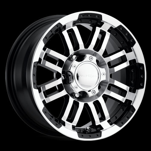 375-6881GBMF-6 - Vision 375 Warrior 16X8 8X165.1 -6mm Gloss Black Machined Face - Vision Wheels Canada
