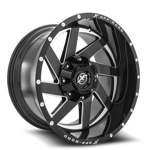 XF-205209061351397+12GBML - XF Off-Road XF-205 20X9 6X135 / 6X139.7 12mm Gloss Black Milled - XF Off-Road Wheels Canada