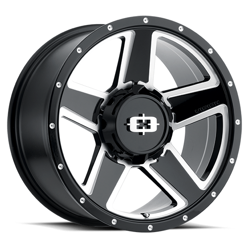390VTA5607GBMS0 - Vision 390 Empire 15X6 5X127 / 5X114.3 0mm Gloss Black Milled Spoke - Vision Wheels Canada
