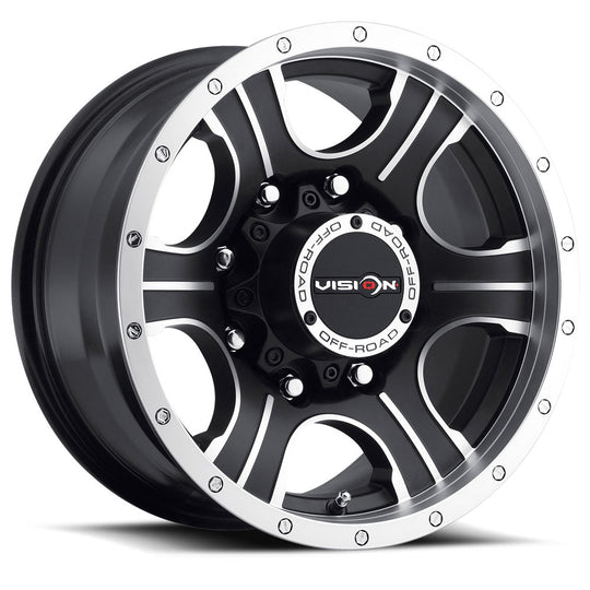 396-7870MBMF18 - Vision 396 Assasin 17X8.5 8X170 18mm Matte Black Machined Face - Vision Wheels Canada