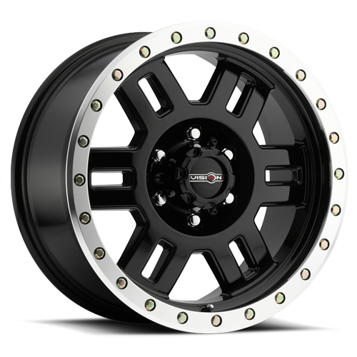 398-8981GBML-12 - Vision 398 MANX 18X9 8X165.1 -12mm Gloss Black Machined Lip - Vision Wheels Canada