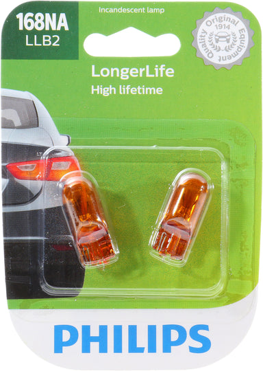 168NALLB2 Philips LongerLife Miniature 168LL - LongerLife - Twin Blister Pack Philips Bulbs