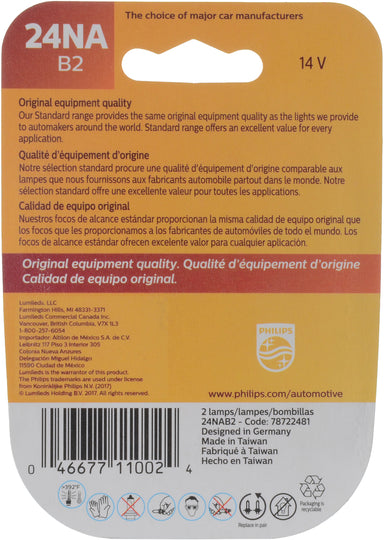 24NAB2 Philips Standard Miniature 24NA - Standard - Twin Blister Pack Philips Bulbs