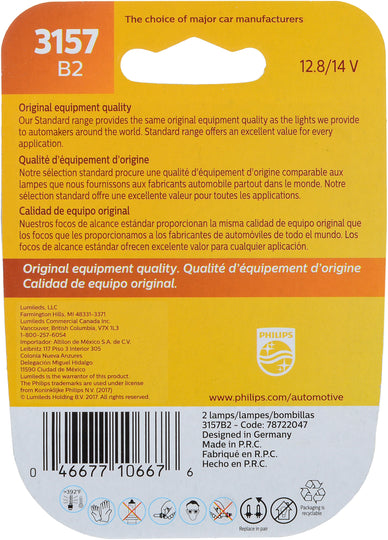 3157B2 Philips Standard Miniature 3157 - Standard - Twin Blister Pack Philips Bulbs
