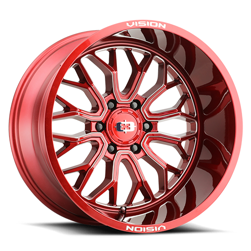 402-24270RTMS-51 - Vision 402 Riot 24X12 8X170 -51mm Red Tint Milled Spoke - Vision Wheels Canada