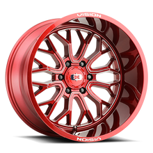 Load image into Gallery viewer, 402-20250RTMS-51 - Vision 402 Riot 20X12 5X150 -51mm Red Tint Milled Spoke - Vision Wheels Canada