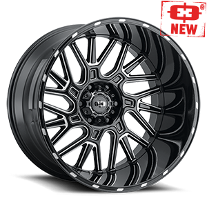 404-22081GBMS-19 - Vision 404 Brawl 22X10 8X165.1 -19mm Gloss Black Milled Spoke - Vision Wheels Canada