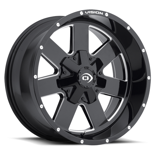411-7936MS12 - Vision 411 Arc 17X9 6X135 12mm Gloss Black Milled Spoke - Vision Wheels Canada