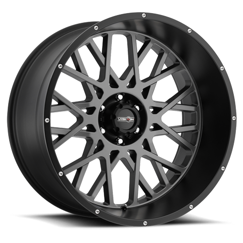 412-2950ABL12 - Vision 412 Rocker 20X9 5X150 12mm Anthracite with Satin Black Lip - Vision Wheels Canada