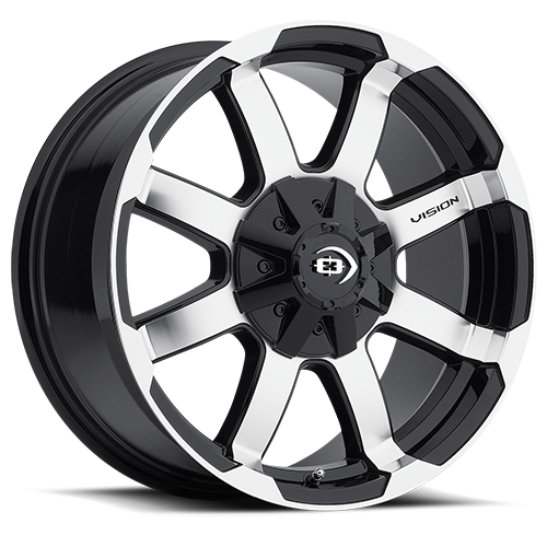 413-7883GBMF18 - Vision 413 Valor 17X8.5 6X139.7 18mm Gloss Black Machined Face - Vision Wheels Canada